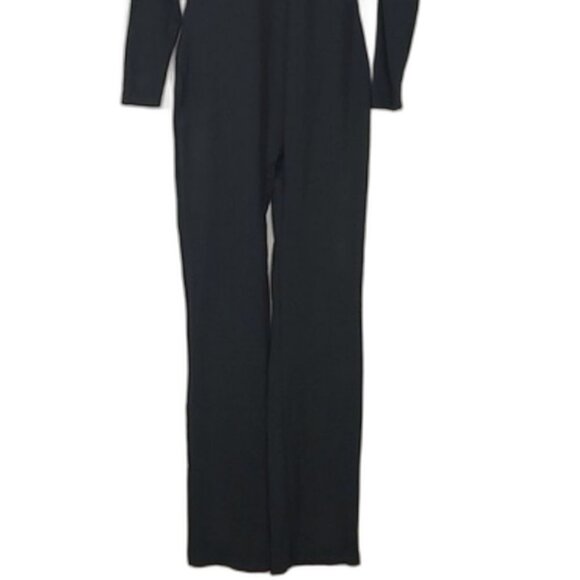 VTG Jumpsuit Catsuit Black Stretch Mock Turtleneck Size Large - Picture 6 of 13